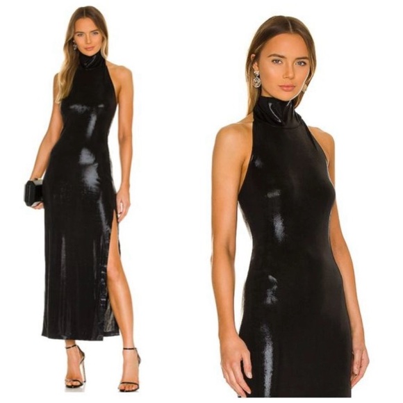 Norma Kamali Dresses & Skirts - NWOT NORMA KAMALI Halter Turtle Side Slit Gown, Black